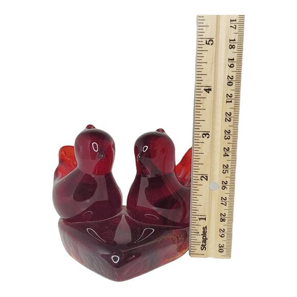 Vintage Double Cardinal of Love Art Glass Bird W Ward Signed 1993 Paperweight - Picture 9 of 14